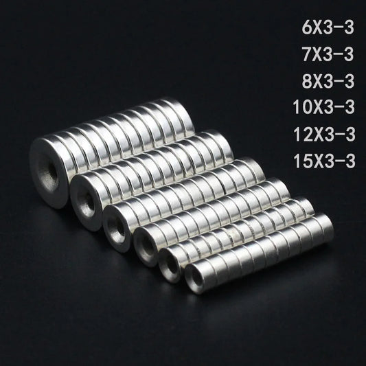 Round Magnet 6/7/8/10/12/15mm x 3mm Hole3mm Neodymium Magnet N35 Permanent NdFeB Super Strong Powerful Magnets With hole [MAG]