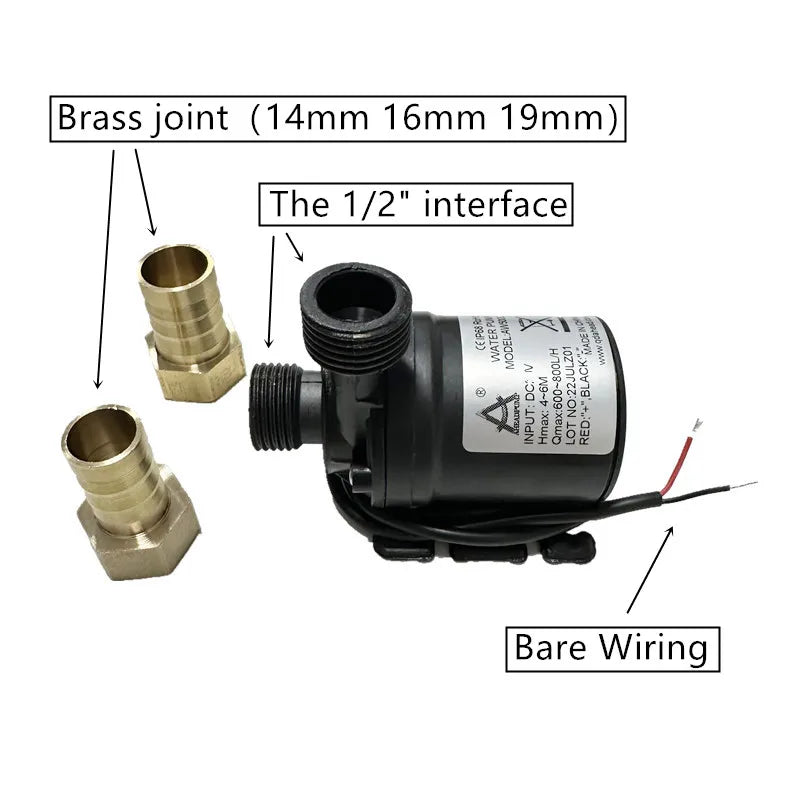 12v High Voltage Super Quiet Solar DC 24V Lift 5M 800L/H Brushless Motor Submersible Booster Pump Quick Joint [PUM]