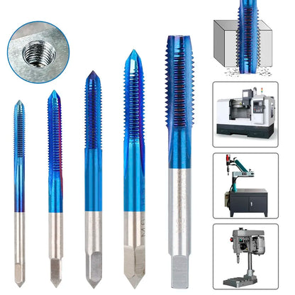 XACN Mini Metric Thread Tap Machine Tap M3 M4 M5 M6 M8 Right Hand Nano Blue Coated HSS Straight Flute Tap Drill Hand Tools [PTO]