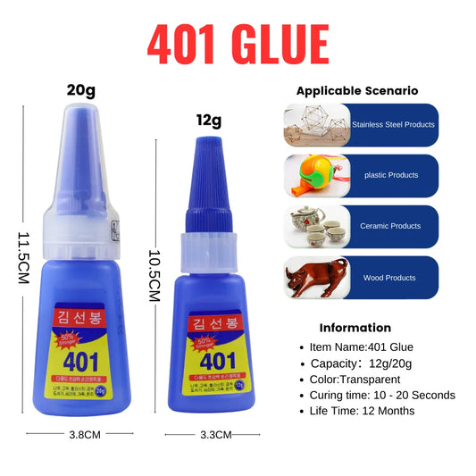 12g / 20g  Strong Transparent 401 Glue Soft Shoes Manicure Repair Metal Plastic Accessories Multi-Functional Adhesive [SHO]