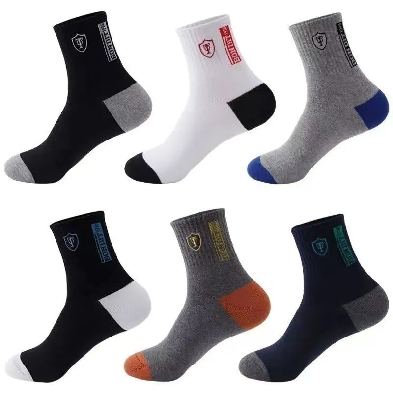 5Pairs Breathable Cotton Sports Stockings Men Bamboo Fiber Autumn and Winter Men Socks Sweat Absorption Deodorant Business Sox [SOX]