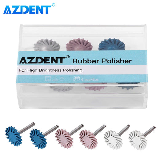 6pcs/Set AZDENT Dental Rubber Polisher Composite Resin Polishing Diamond System RA Disc Kit 14mm Wheel Spiral Flex Burs Tools [DEN]