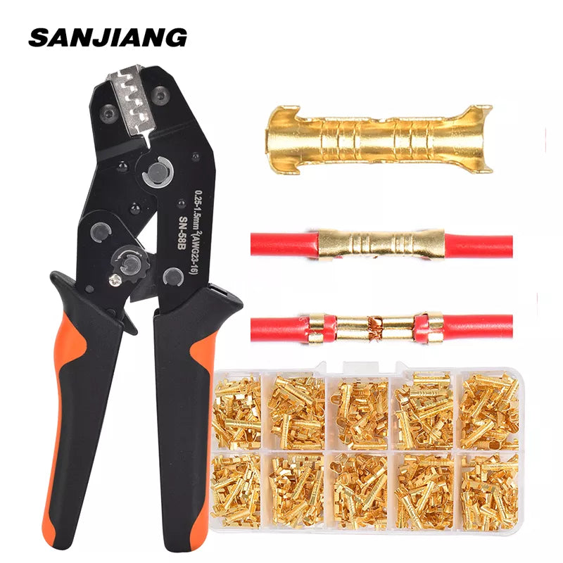 SN-58B 2.8/4.8/6.3 Spring Plug Crimping Plier Hand Tool Female Male Wire Connector Terminal Electrical Insulated Assortment Kit [TOL]