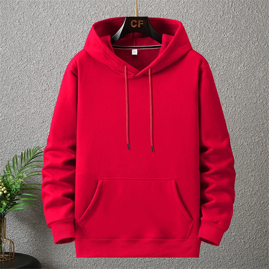 Solid Color Hoodies Men 12XL 10XL Plus Size Hoodies Autumn Winter Thick Fleece Hoodie Male Big Size 12XL Hooded Pullover Black [MEN]