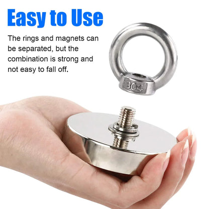 Super Strong Neodymium Fishing Magnet Hook N52 Heavy Duty Rare Earth Magnet with Countersunk Hole Eyebolt 16-90mm Salvage Magnet [MAG]