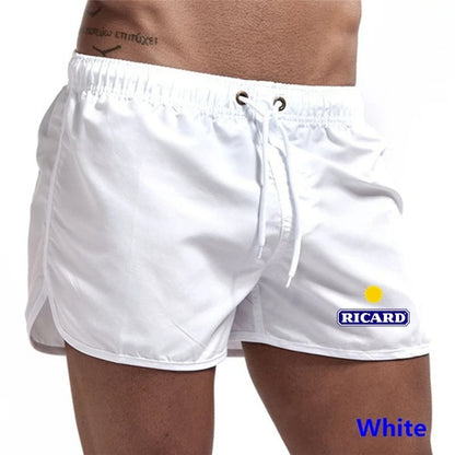 Summer Ricard men's printed shorts, breathable lace Sportswear, beach quick drying, gym and fitness casual fashion [MEN]