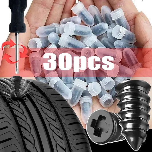 Car Motorcycle Vacuum Tyre Repair Nails Truck Scooter Bike Tire Puncture Repair Tubeless Tools Rubber Metal Accessories 10/30Pcs [CAR]