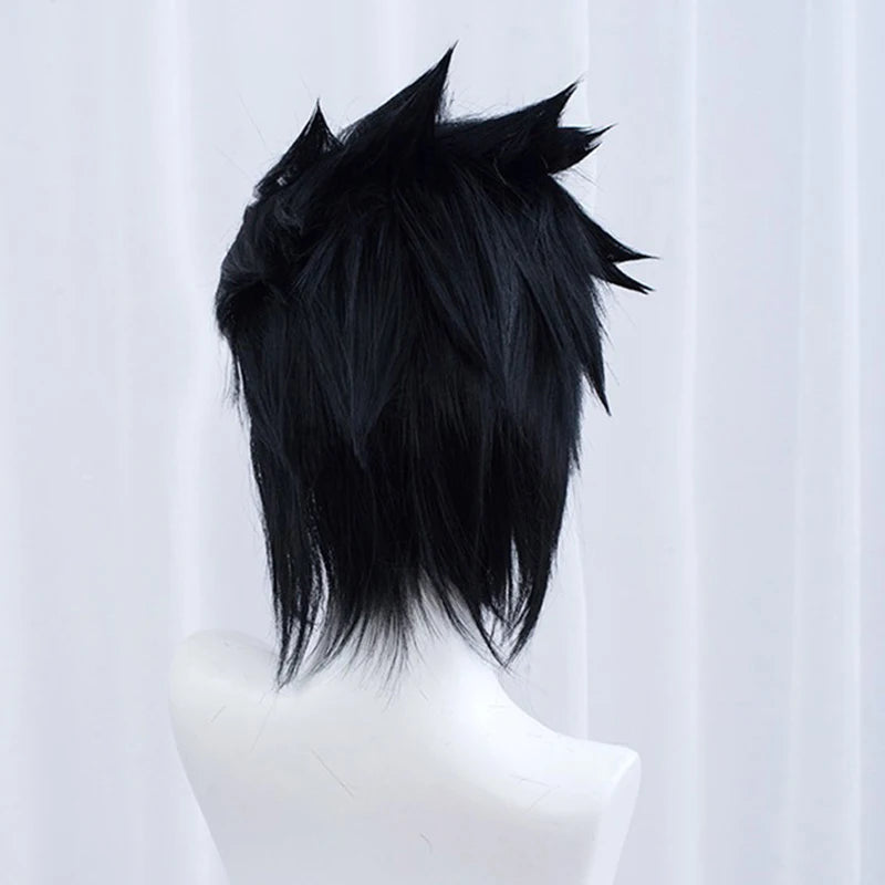 Sasuke Uchiha Cosplay Men Short Black Wig Cosplay Anime Cosplay Wig Heat Resistant Synthetic Hair Wigs + Wig Cap [COS]