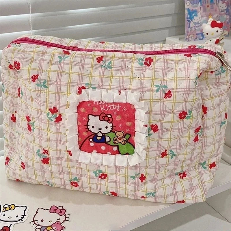 Hello Kitty Sanrio Cosmetic Bag Anime Kawaii Cartoon Beauty Travel Makeup Bag Toiletry Storage Bag Toys Girls Christmas Gifts [CSM]