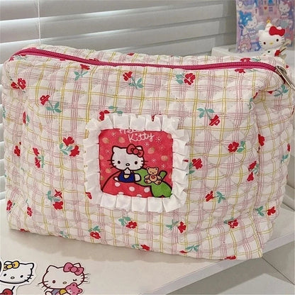 Hello Kitty Sanrio Cosmetic Bag Anime Kawaii Cartoon Beauty Travel Makeup Bag Toiletry Storage Bag Toys Girls Christmas Gifts [CSM]