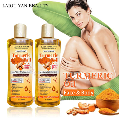 200ml Turmeric Remove Dark Spots Essential Oil for Women Moroccan Ginger Anti Wrinkle Serum Men Whitening Moisturizing Skin Care [SKC]