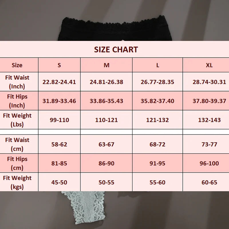 3PCS Lace Seamless Cotton Panties Ribbed Brazilian Pants Low Waist Women Panties Breathable Girls Underwear Plus Size Lingerie [UND]