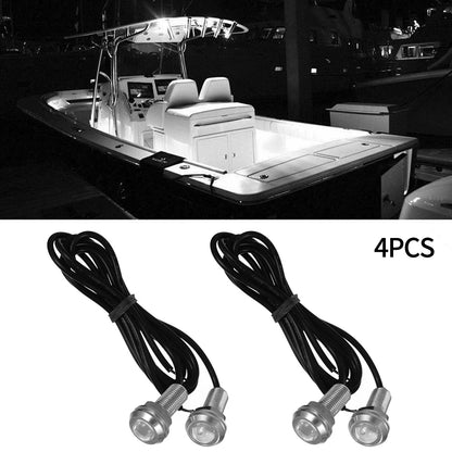 4pcs Marine Boat Transom LED Stern Light DC 12V Cold White LED Tail Lamp Yacht Accessory Underwater Lamp Boat Light [MRN]