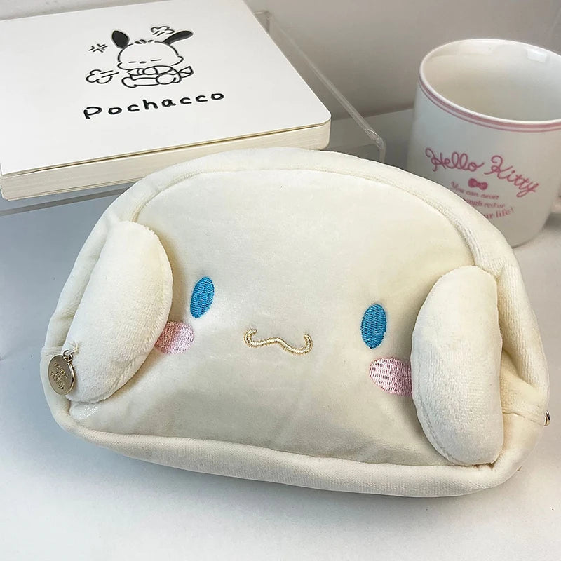 Hello Kitty Plush Bag Anime Sanrio Cinnamoroll Cosmetic Storage Bags Cartoon Kawaii Pachacco Pencil Case Girl Birthday Gifts [CSM]