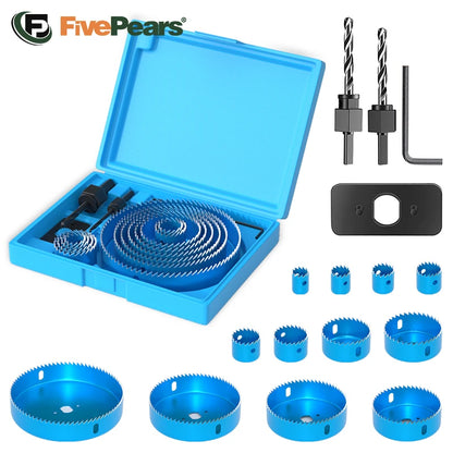 FivePears Hole Saw Set, Metal Core, 19-127mm Saw Cup Wood Crown, Drill Bit For Wood , Woodworking Tools [PTO]