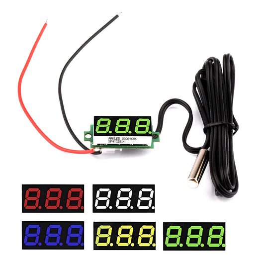 DC 4-28V LED Digital Thermometer Temperature Sensor Detector With Waterproof NTC Metal Probe Blue/Green/Red/White/Yellow Display [MTL]