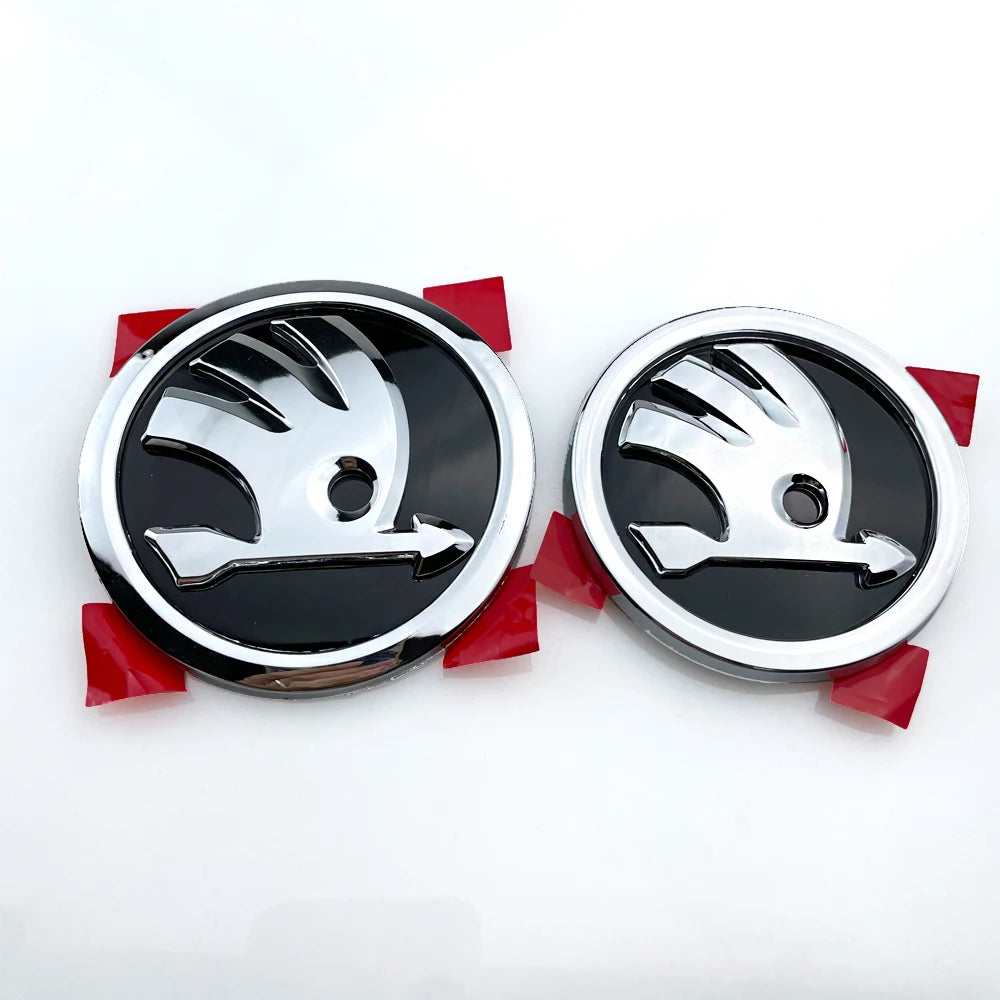 2Pcs 80mm 90mm Emblem For Skoda Fabia 1 2 Octavia a7 RS Superb Rapid Yeti Karoq Vision Car Head Front Rear Boot Tailgate Sticker [BDK]