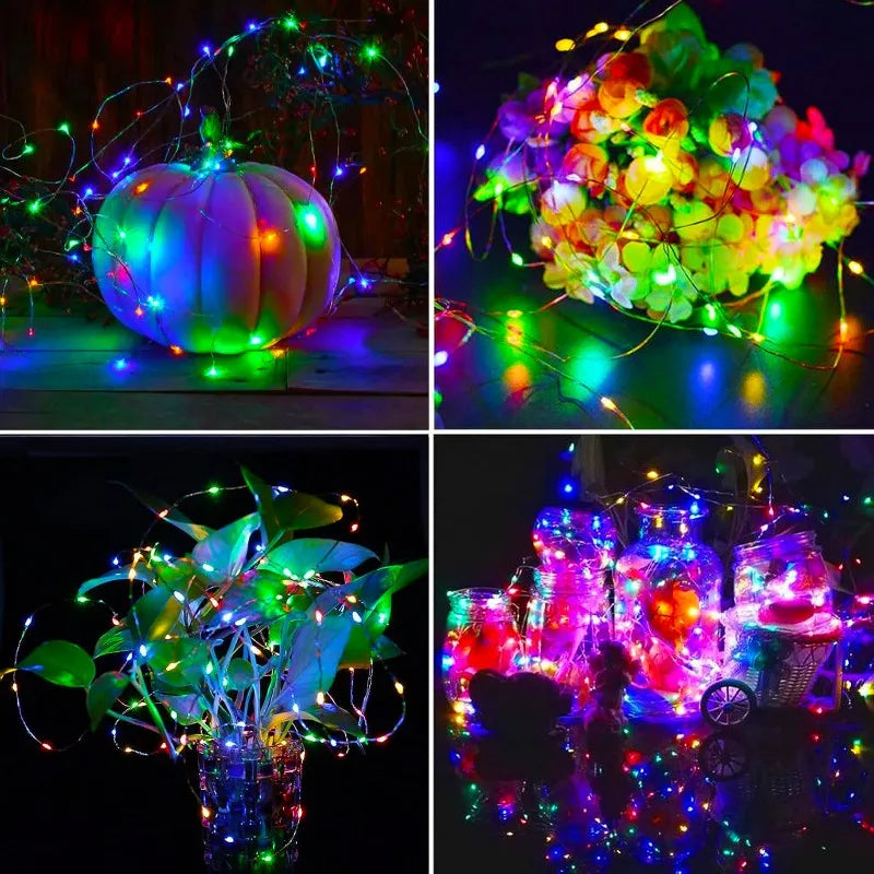 4Pack Solar String Lights Outdoor Waterproof Solar Powered Copper Wire 8 Modes Fairy Lights for Wedding Party Christmas Tree [SLG]