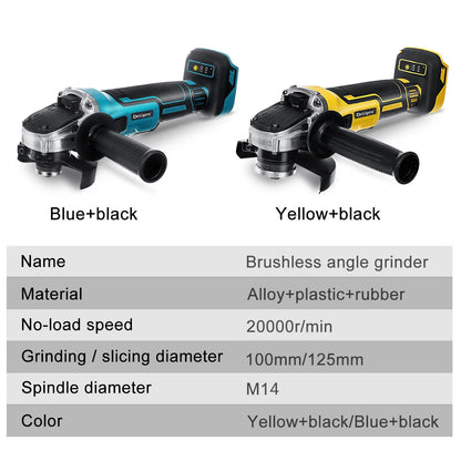 Drillpro 18V 125mm M14 Brushless Impact Angle Grinder Cordless Cutting Machine Polisher Power Tools compatible Makita Battery [PTO]