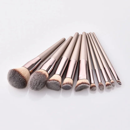 Hot Champagne Makeup Brushes Set for Women Cosmetic Foundation Powder Blush Eyeshadow Kabuki Blending Make Up Brush Beauty Tools [CSM]