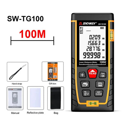 SNDWAY  50M 70M 100M 120M Metal Detector Laser Rangefinder for AC Cable Wood Stud Find Digital Level Detect Copper Wall Scanner [MTL]