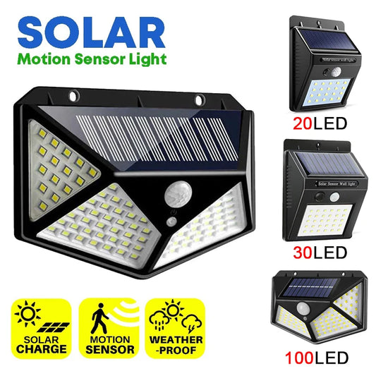 LED Solar Light 20/30/100 Leds 3 Modes Solar Motion Sensor Light Outdoor Solar Lamp Waterproof Security Garden Street Wall Lamp [SLG]