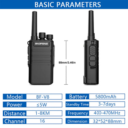 Baofeng BF-V8 Walkie Talkie 400-470mhz Portable Handheld Two Way Ham CB Radio Outdoor Hunting UHF HF Transceiver Walkie-Talkies [BDK]