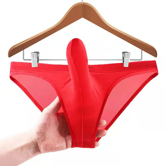 Hot Men Sexy Smooth Lingerie U Convex Pouch Penis Sheath Underwear Ice Silk Elephant Nose Low Waist Comfortable Brief Panties [GRM] [UND]