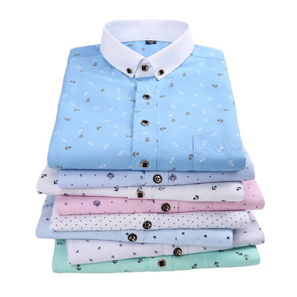 Quality Plaid Casual Men's Shirt Slim Fit Formal & Business Party Man Spring Long Sleeve New Men Floral for Mens Dress Shirt [MEN]