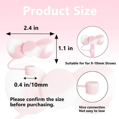 Lovely Bow Straw Covers Cap Toppers Compatible with Stanley 30&40 oz Tumbler Cups,Reusable Cute Silicone Straw Tips Lids Protect [MUG]