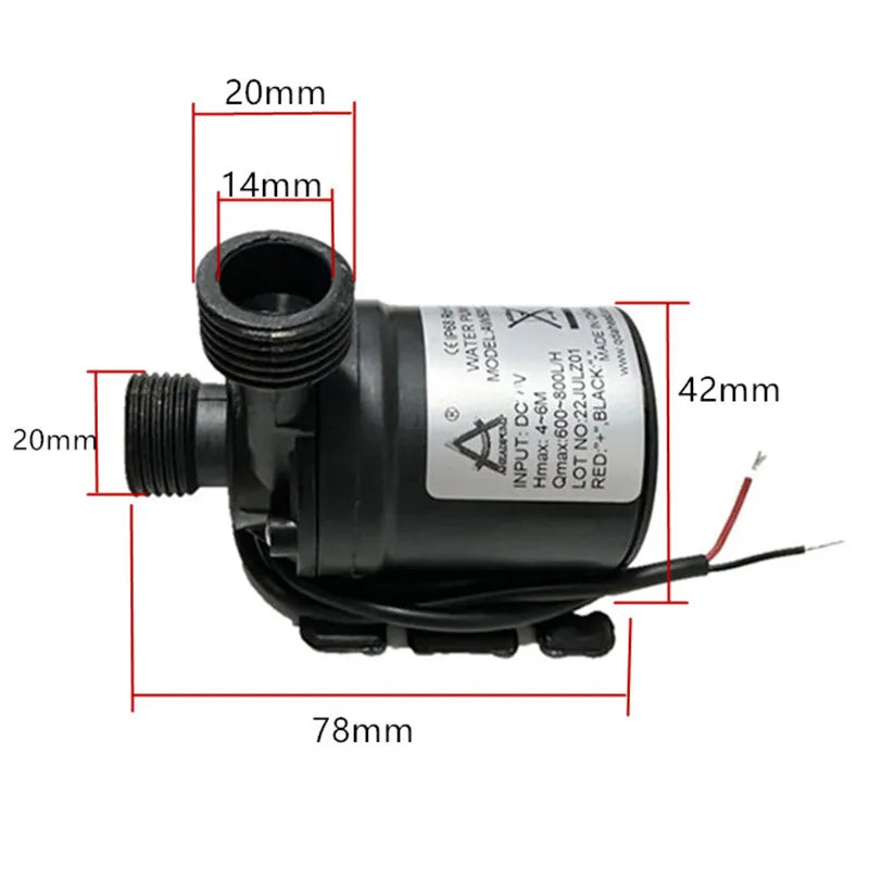 12v High Voltage Super Quiet Solar DC 24V Lift 5M 800L/H Brushless Motor Submersible Booster Pump Quick Joint [PUM]