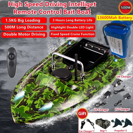 Smart Fixed Speed Cruise Radio Remote Control Fishing Bait Boat 1.5KG 500M Dual Night Light Lure Fishing RC Bait Boat Fishing [TOYS]