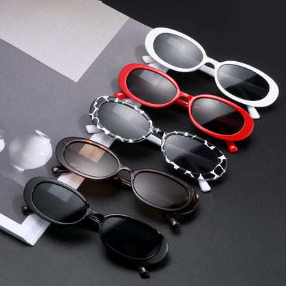 Retro Small Oval Frame Sunglasses Women Fashion Black Cow Color Sun Glasses Fashion Shades Polarized Eyewear UV400 [CYC]