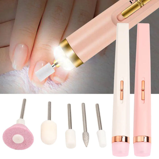 Electric Nail Drill Sander Machine Manicure Pen Gel Polish Remove Pedicure Tools USB With LED Light Nail Art Equipment Set  [BEU]