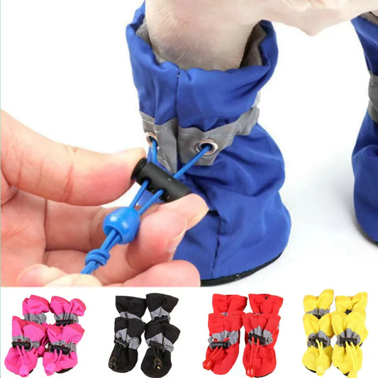 4pcs/set Waterproof Pet Dog Shoes Chihuahua Anti-slip Rain Boots Footwear For Small Cats Dogs Puppy Dog Pet Booties [SHO]