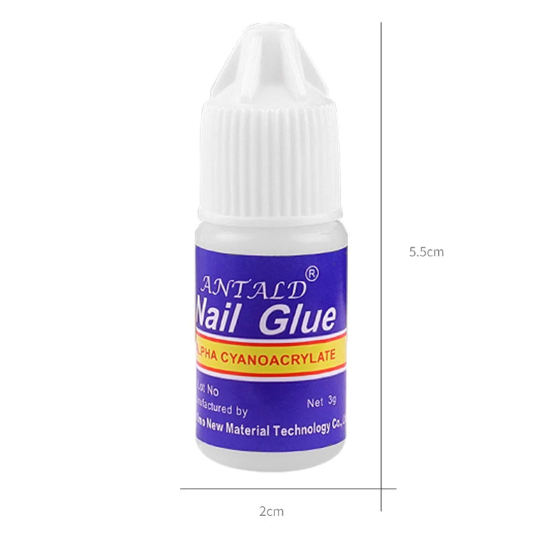 Fast Drying Nail Art Glue Tips Glitter UV Acrylic Rhinestones Decorations False Nails With Glue Tip Manicure Nail Accessories [BEU]