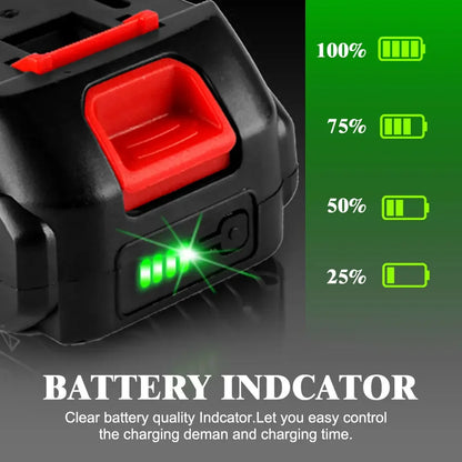 18V Rechargeable Lithium Ion Battery High Capacity with Battery Indicator for Makita Cordless Electric Power Tool Battery EU Plug [BAT]