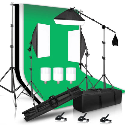 Photography Background Frame Support Softbox Lighting Kit Photo Studio Equipment Accessories With 3Pcs Backdrop And Tripod Stand [PHO]