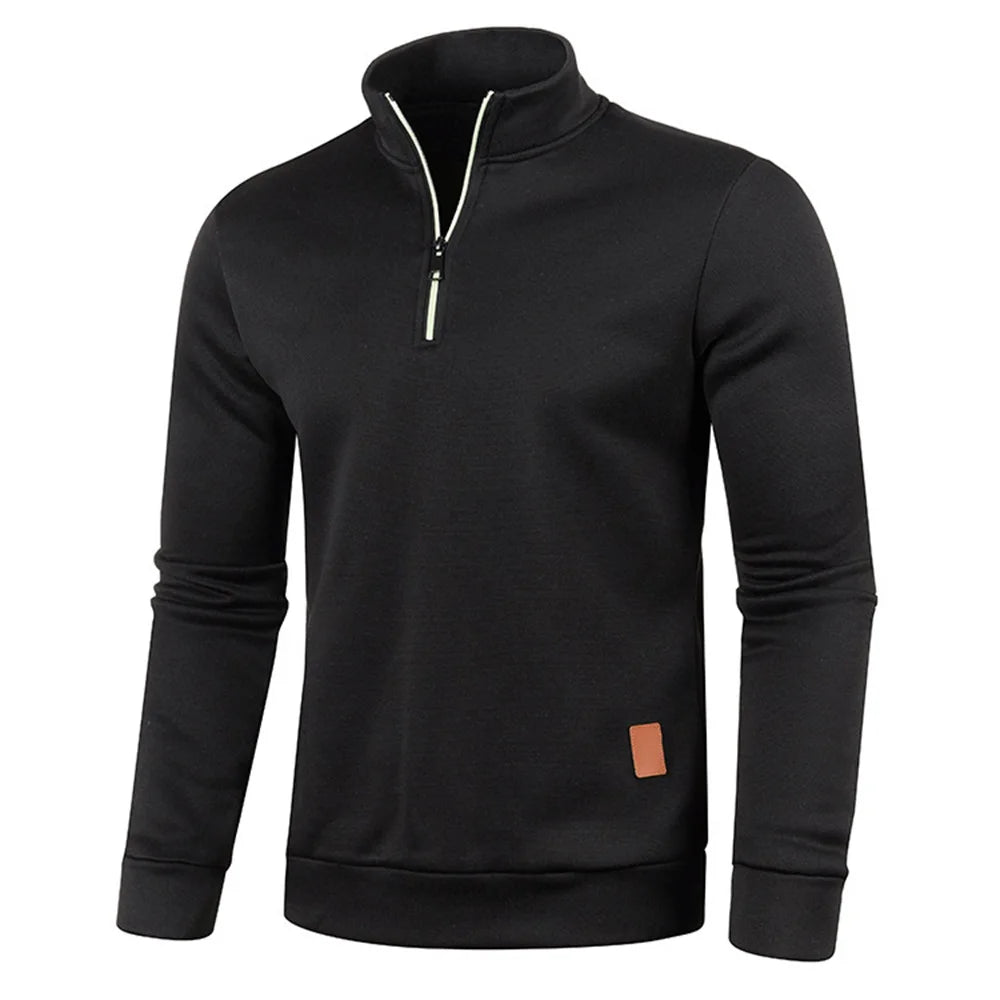 Men's Sweatshirts Spring Thicker Pullover Half Zipper Pullover for Male Hoody Outdoor Sweatshirt Autumn Solid Color Turtle neck  [MEN]