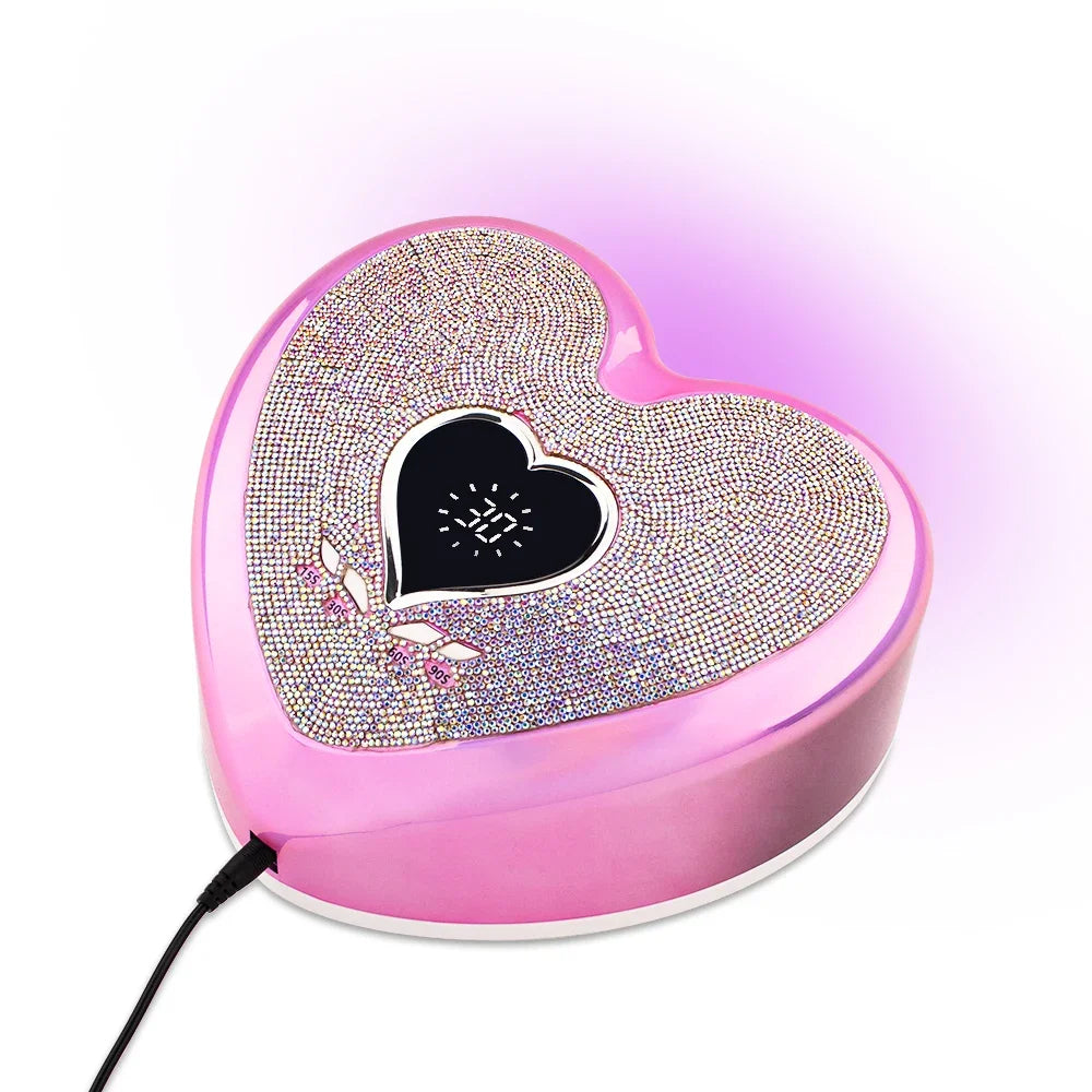 Professional Nail Lamp with Rhinestone Nail Gel Dryer Pedicure Machine LED light for Nails Heart Shape Nail UV LED Lamp [BEU]