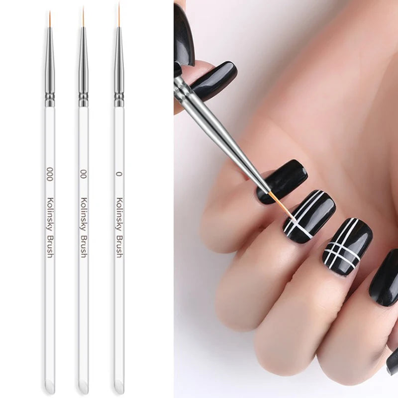 Gel Nail Art Line Painting Brushes Crystal Acrylic Thin Liner Drawing Pen Nail Art Manicure Tools Set [BEU]