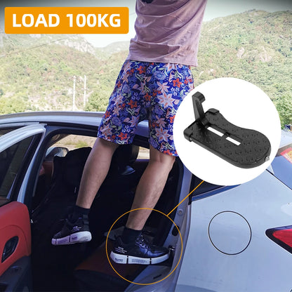 Foldable Car Roof Rack Step Car Door Step Universal Latch Hook Auxiliary Walking Car Foot Pedal Aluminium Alloy Safety Hammer [CAR]