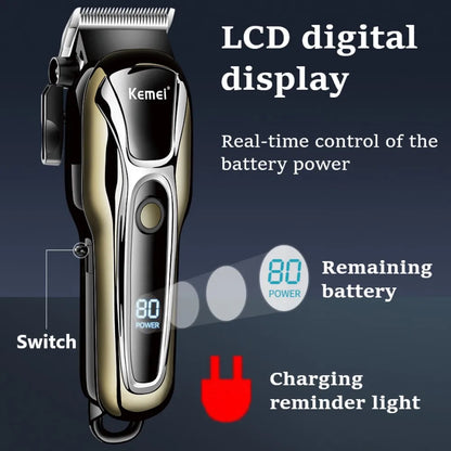 Kemei Hair Clipper Electric Hair Trimmer for men Electric shaver professional Men's Hair cutting machine Wireless barber trimmer [HAI]