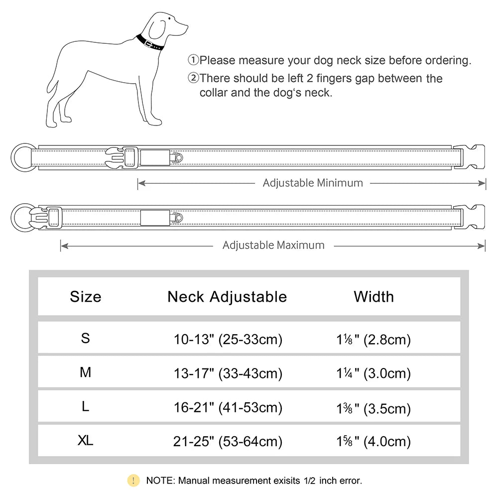 Adjustable Dog Collar Personalized Dogs Padded Collars Reflective Free Engraved ID Tag Pitbull Pug Collars For Small Large Dogs [PET]