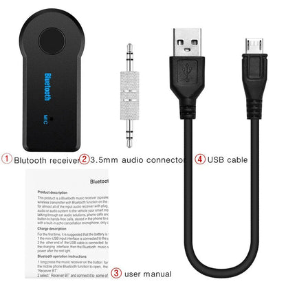 AUX Car Bluetooth Receiver,3.5mm Socket  5.0 Wireless Bluetooth Adapter,Audio Converter Mobile Phone Hands-Free Stereo [CAR]