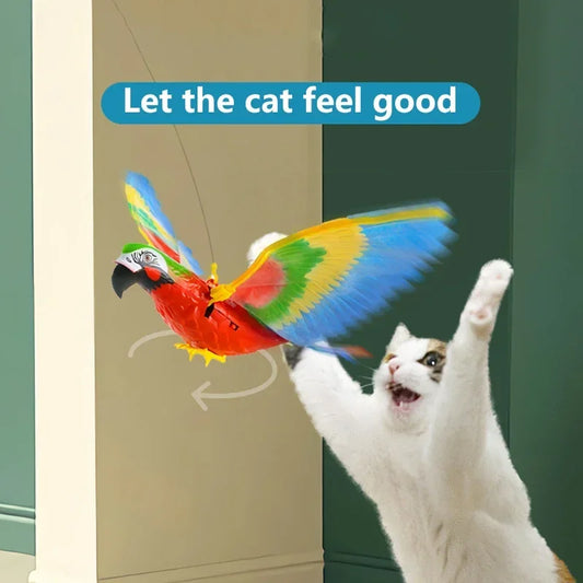 Simulation Bird Interactive Cat Toys Electric Hanging Eagle Flying Bird Cat Teasering Play Cat Stick Scratch Rope Pet Toys [PET]