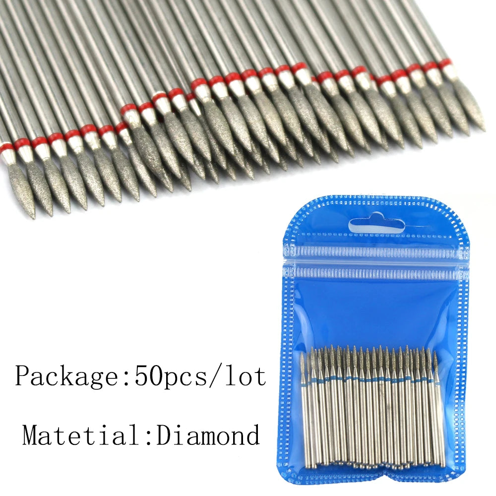 50pc Diamond Nail Drill Cuticle Clean Bit Set Milling Cutter for Manicure Electric Cutter Bits Accessories Dead Skin Remove [TPT]