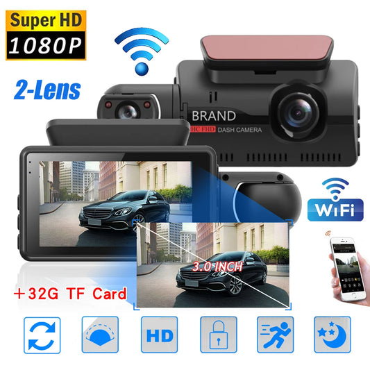 Dual Lens Dash Cam for Cars Black Box HD 1080P Car Video Recorder with WIFI Night Vision G-sensor Loop Recording Dvr Car Camera [CAR]