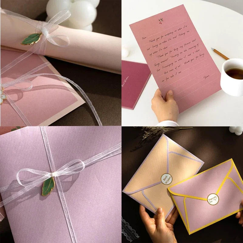 12pc/set Ins Floral Envelopes Kawaii Letter Pads DIY Wedding Party Invitations Cards Envelopes with Stickers Korean Stationery [OFF]