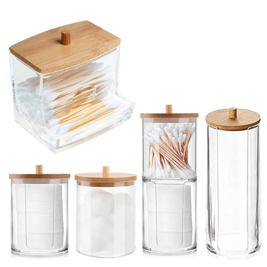 Transparent Cotton Swab Storage Box Makeup Organizer Acrylic Storage Box Cotton Swab Cosmetic Box Bathroom Bedroom Storage [CSM]